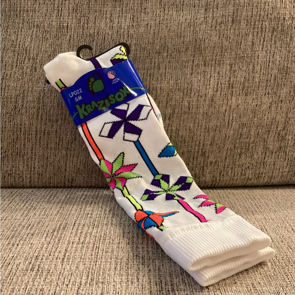 Krazisox White Socks with Colorful Patterns